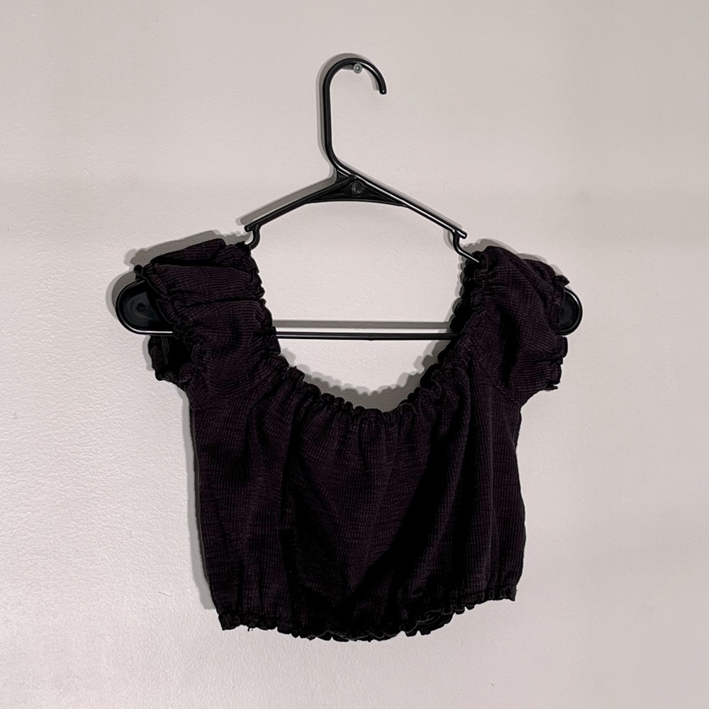 Black off the shoulder crop top